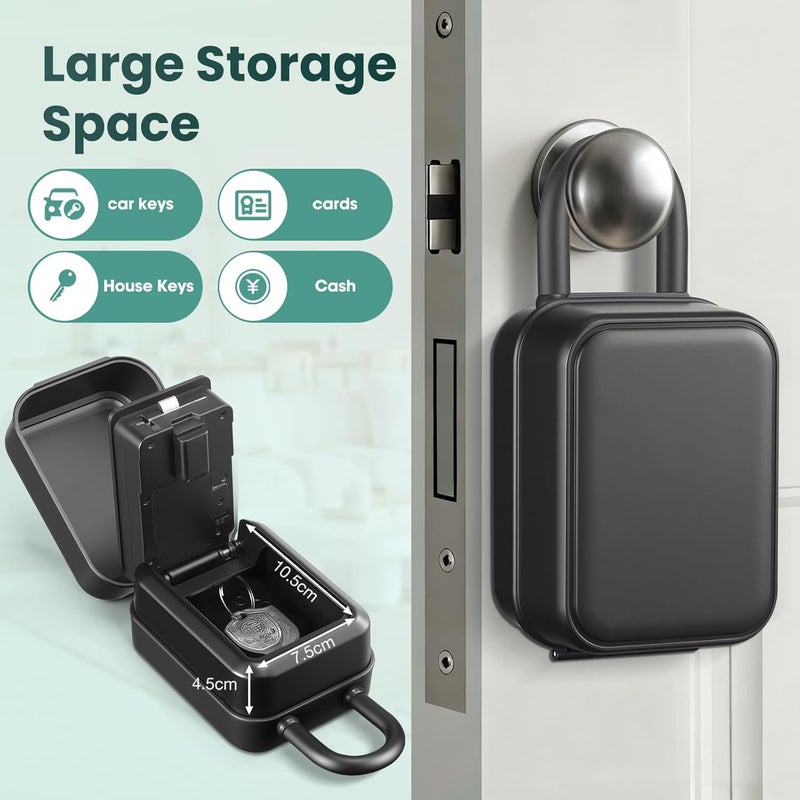 Thlevel Smart Key Lock Box Electronic Bluetooth Lock Box with APP Control & PIN Code Types,Share eKey Wall Mounted Lock Box for Airbnb Realtor House Office with Removable Shackle - Image 2
